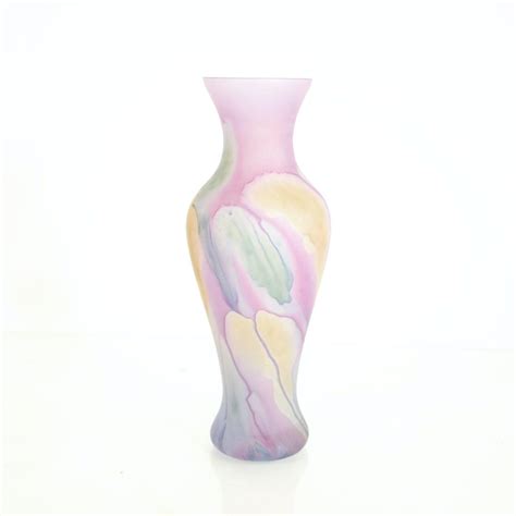 Hand Painted Rueven Glass Vase By Nouveau Art Glass Co Ebth