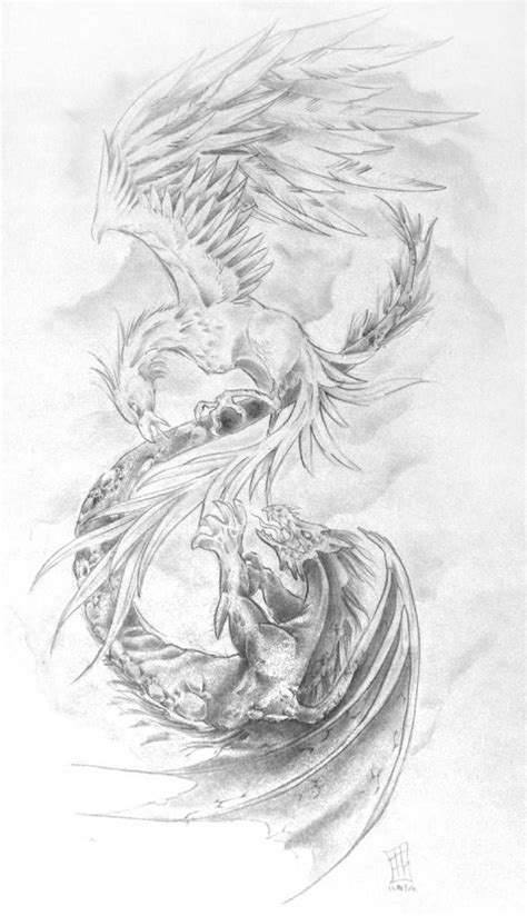 Phoenix Vs Dragon By Cakeinyourface On Deviantart Phoenix Tattoo