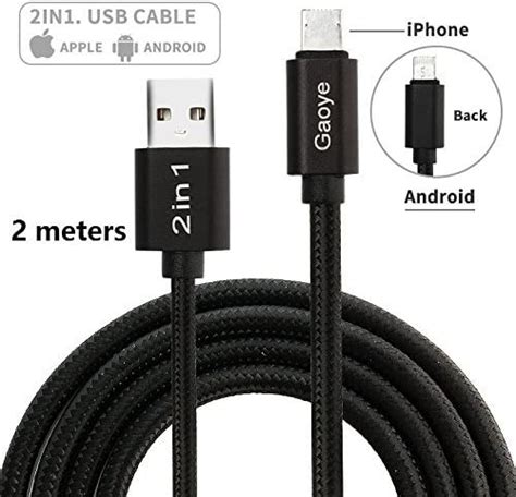 Iphone Charger Micro Usb Cable Gaoye Metal 2 In 1