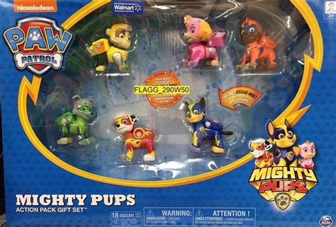 Paw Patrol Mighty Pups 6 Figuresaction Packed T Setlight Up