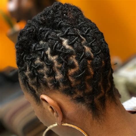 Introducing the highlighted edges of the dreadlocks short braids. Short Locs Updo ️ . . . Now booking for August & September ...