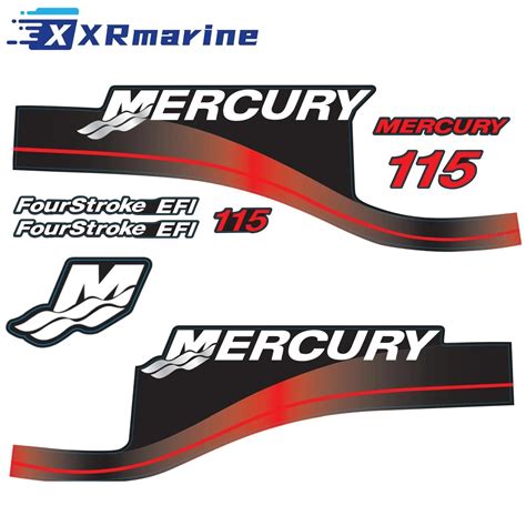 Red Decals Sticker Set For Mercury Outboard Stickers 115 Hp Efi 4
