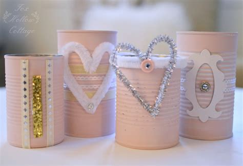 Shabby Pink Painted Tin Cans A Repurposed Craft Fox