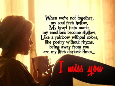 Sad Love Quotes I Miss You When Not Together My Heart Feels Boomsumo