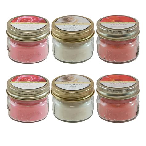 Floral Collection Scented Candles 3 Oz Mason Jar Set Of 6