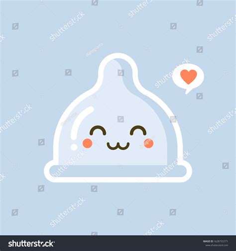 Cute Kawaii Condom Shaped Funny Emoticons Stock Vector Royalty Free 1628755771