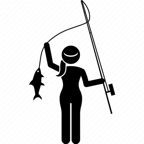 Catching Female Fish Fishing Girl Pose Icon Download On Iconfinder