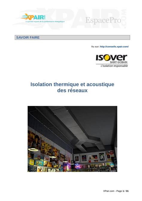 Pdf Isolation Thermique Et Acoustique Des Réseaux · Laines De Verre