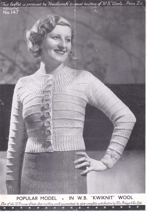 Free Vintage Knitting Pattern A Popular Model 30s Ladies Yoke