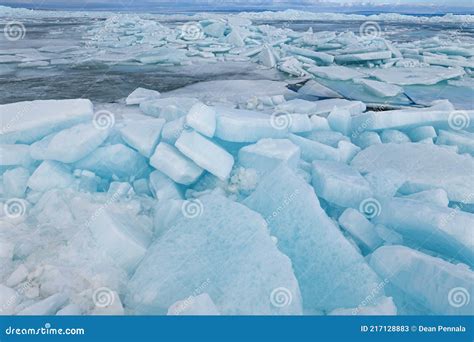 Blue Ice Shards Straits Of Mackinac Stock Image Image Of Great