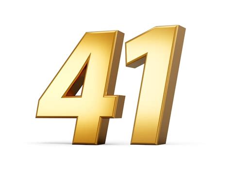 Premium Photo Golden Metallic Number 41 Forty One White Background 3d