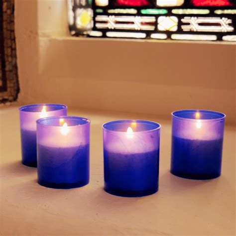 18 24 Hour Blue Votive Candles Youngs Church Candles Uk And Ireland