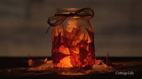 Diy Fall Leaves Mason Jar Candle Holder Youtube