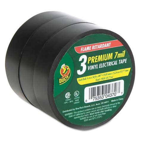 Duck Pro Electrical Tape 34 X 50 Ft 1 Core Black 3pack 299004