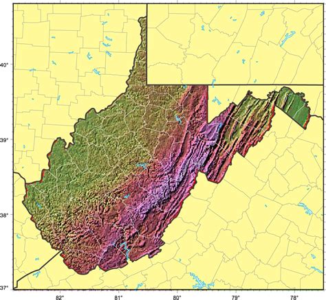 West Virginia Relief Map Mapsofnet