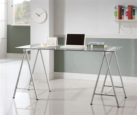 Nickel Glass Top Writing Desk From Coaster 800804 Coleman Furniture