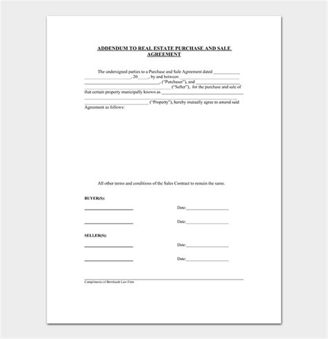 Addendum To Purchase Agreement Examples And Templates
