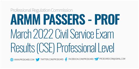Armm Passers Professional Level March Civil Service Exam Cse