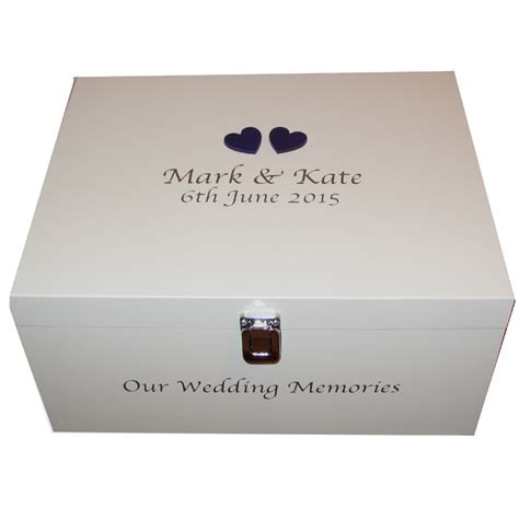Personalised Wooden Wedding Memory Box With Hearts