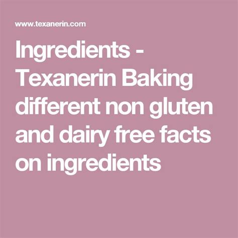 Ingredients Texanerin Baking Different Non Gluten And Dairy Free