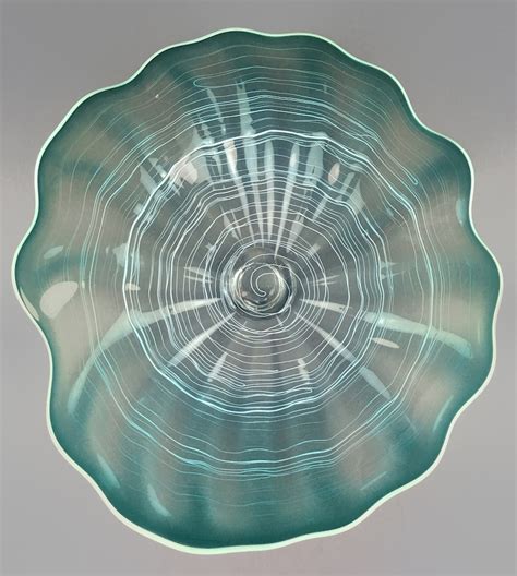 Hand Blown Ruffled Glass Wall Plate In Teal White And Mint Etsy