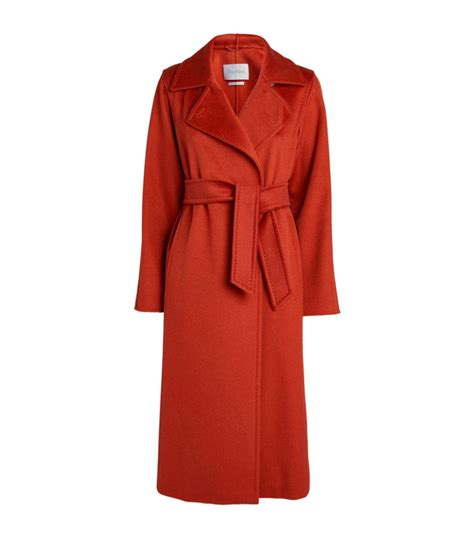 Womens Max Mara Red Manuela Belted Coat Harrods UK