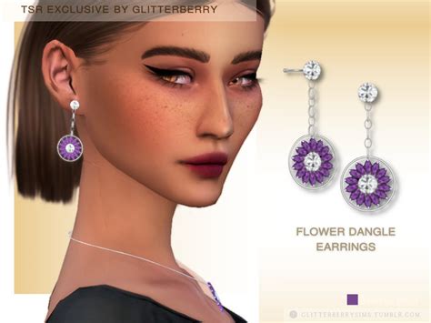 The Sims Resource Flower Dangle Earrings