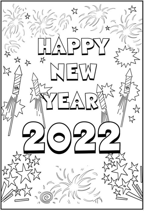 2022 New Years Coloring Pages Printable