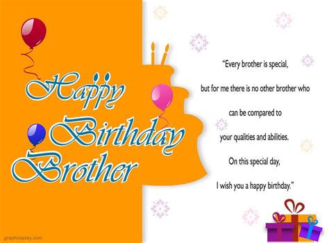 Happy Birthday Brother Greeting With Quotes Graphicsplay