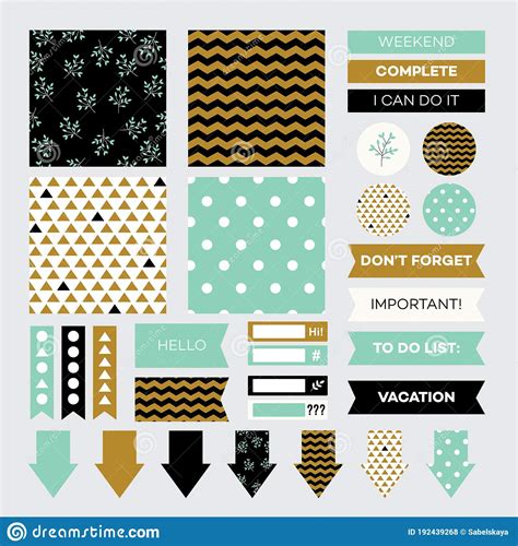 Planner Stickers With Geometric Pattern Set Vector Illustration