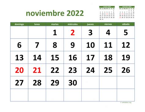 calendario noviembre 2022 de méxico