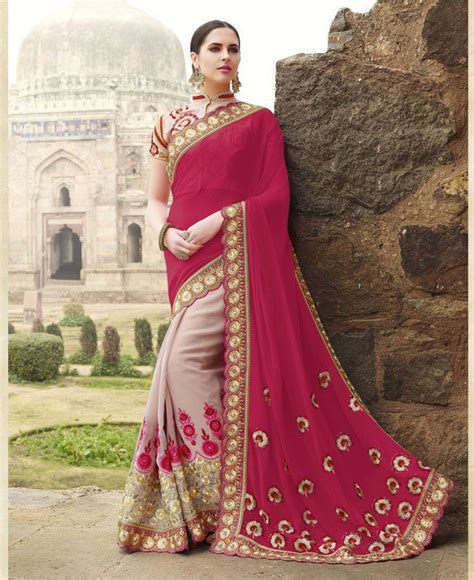 Buy Statuesque Pink And Mauve Fashion Saree Online At