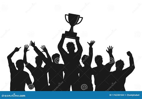 Celebration Of Trophy Champion Winners Stock Vector Illustration Of