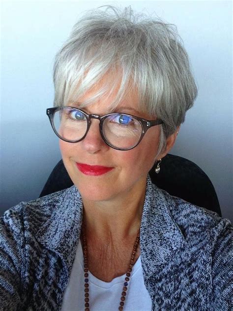 Gray Hair Short Hairstyles For Fine Hair Over 60 With Glasses Bmp I