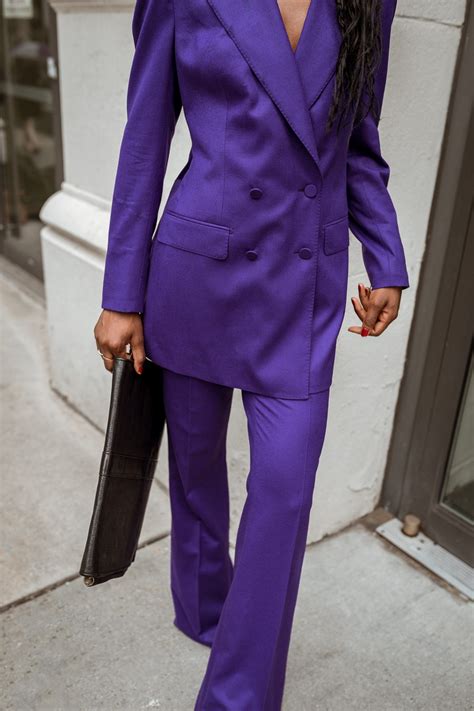 How To Style A Pant Suit For Women Purple Suits Purple Outfits Suits For Women