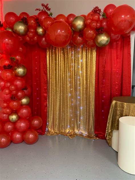 Arco De Globo Rojo Con Dorado Surprise Birthday Decorations Simple