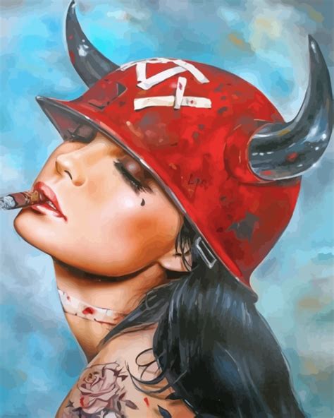 Tattooed Girl Smoking Paint By Numbers Thepaintbynumberscom