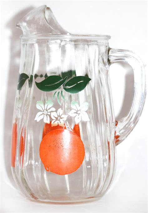 Glass Pitcher Vintage Juice Orange Small Haute Juice