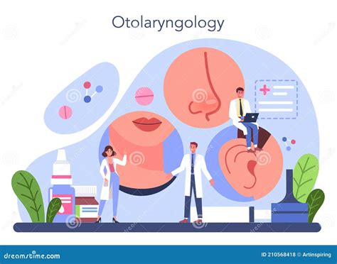 Otorhinolaryngologist Concept Idea Of Ent Doctor Treating Stock Vector