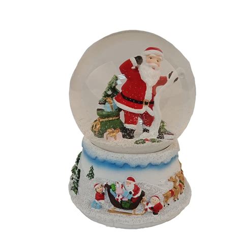 Elegantoss 100 Mm Christmas Santa In Poly Resin Musical Water Snow