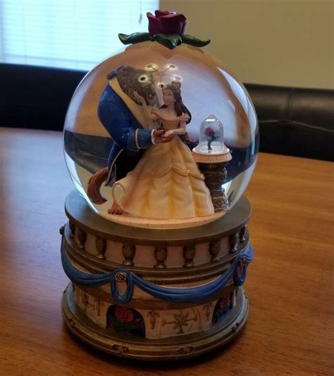 Disney Beauty And The Beast Musical Snow Globe 1991 Enchanted Rose