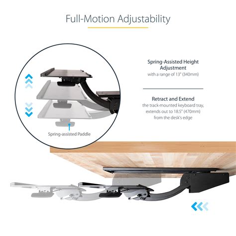 StarTech Com Support Clavier Coulissant Sous Bureau Support Tablette