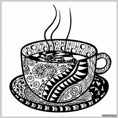 Zentangle Coffee Cup Coloring Patterns Pages Vector