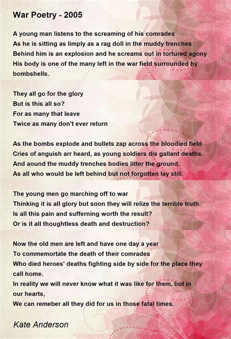 War Poetry War Poetry Poem By Kate Anderson