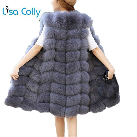 lisa colly faux fur vest coat women winter fashion artifical fur vest coat long fur vest