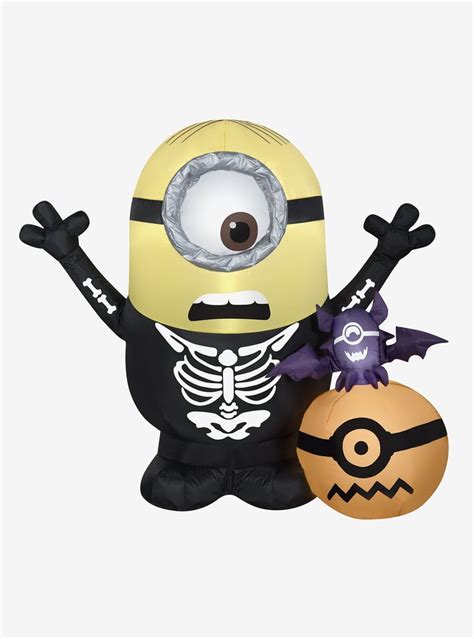 Minions Skeleton With Pumpkin Airblown Hot Topic Halloween Home Decor