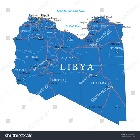Libya Map Stock Vector Royalty Free 246432541