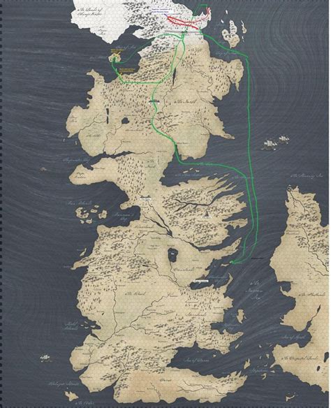 This Game Of Thrones Map Showing Jon Snows Travels Vs The White