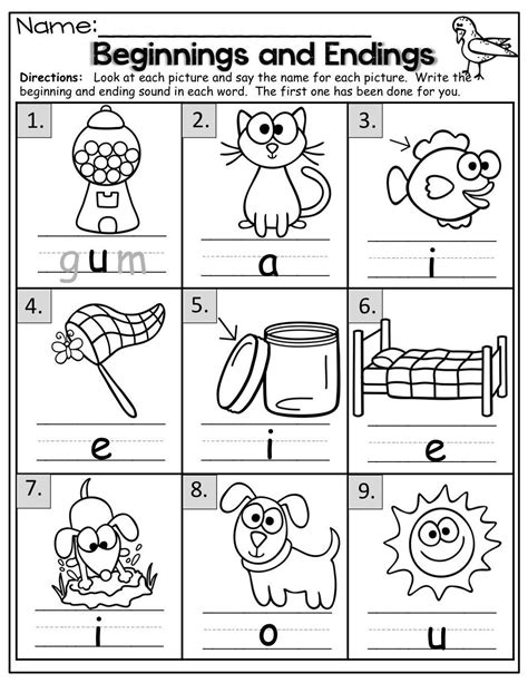 Middle Sounds Worksheets For Kindergarten Pdf Workssheet List
