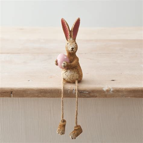 Sitting Bunny Rabbit Holding Pink Easter Egg With Dangling Legs Etsy